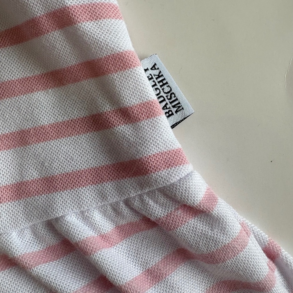 Badgley Mischka Infant Girls 6-9M Striped Pink White Polo Dress Embroider Anchor - Picture 5 of 6